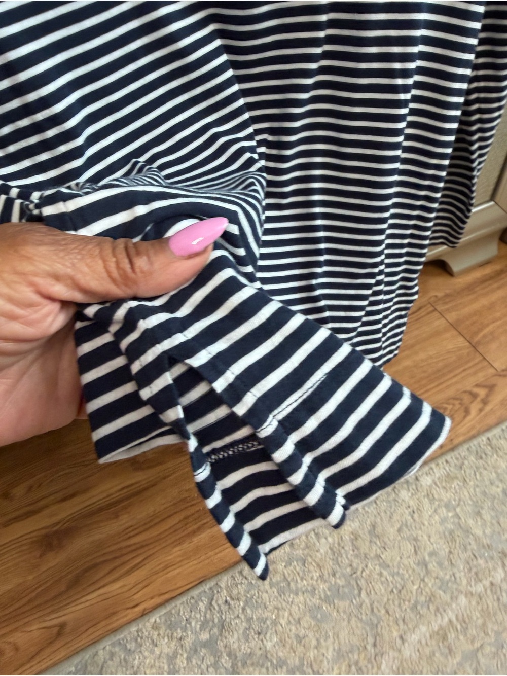 Lilla P Navy and White Striped Hooded Pullover with Yellow Trim - Picture 7 of 7